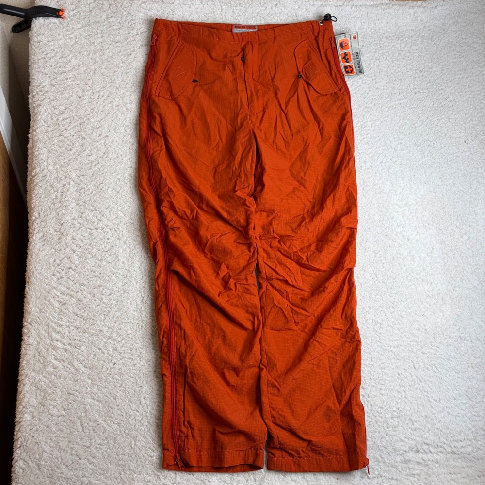 NEW Bugle Boy baggy Orange Paratrooper Pants Y2K Hi Tech Survival Ripstop 32